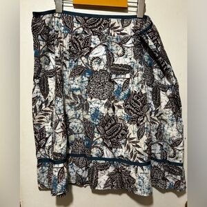 Ladies Tribal boho cotton skirt. Blue & brown floral print. Size 16